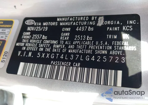 2020 Kia Optima Lx from USA, damaged, VIN 5XXGT4L37LG425723